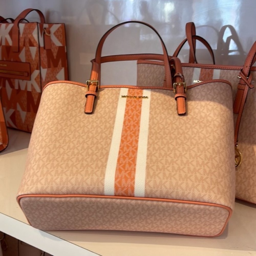 Michael Kors Jet Set Travel Medium Carryall Tote Sherbert Multi - Picture 8 of 16